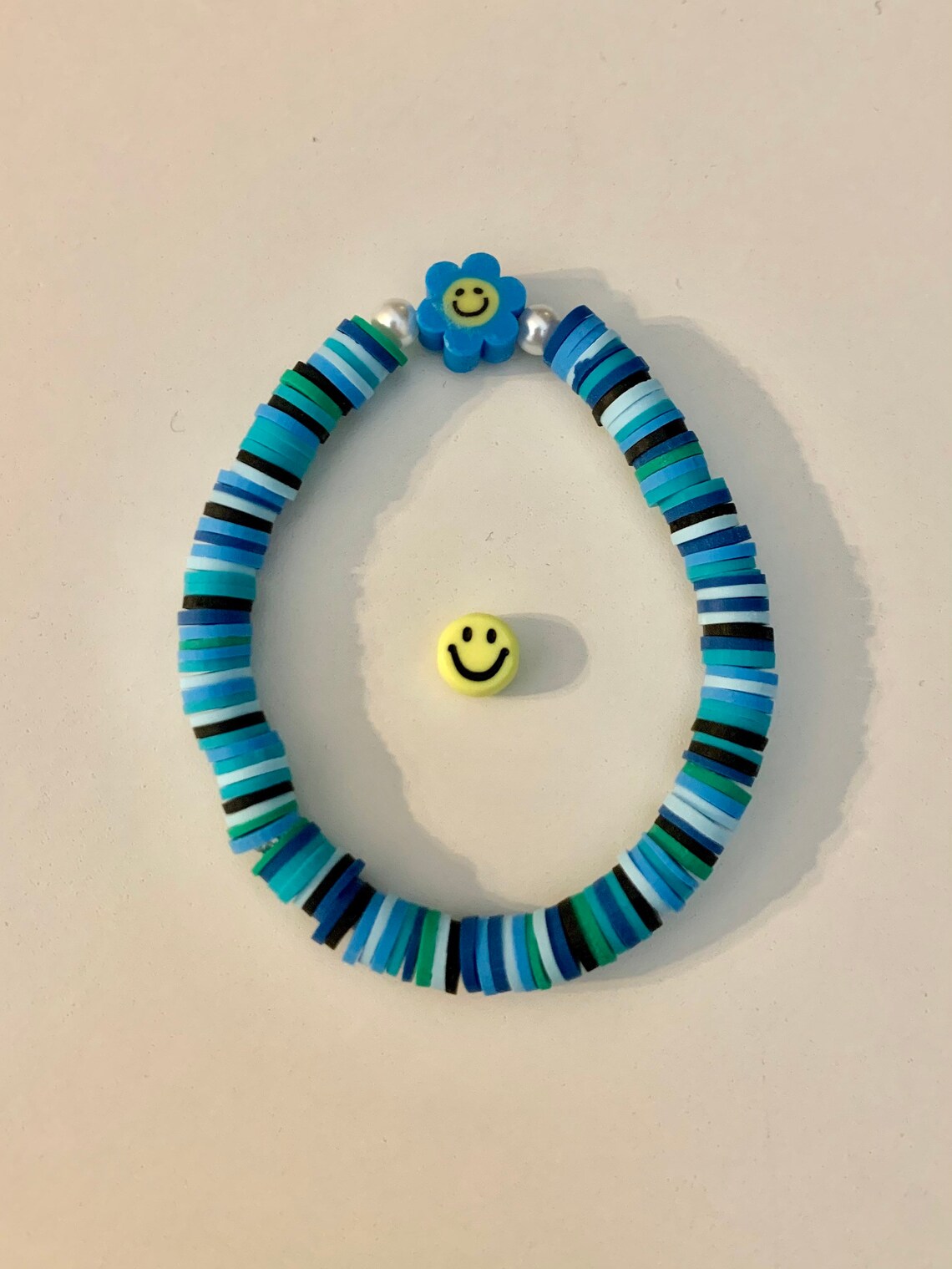 Clay Disk Beaded Bracelets or Anklets Smiley Face Summer Etsy