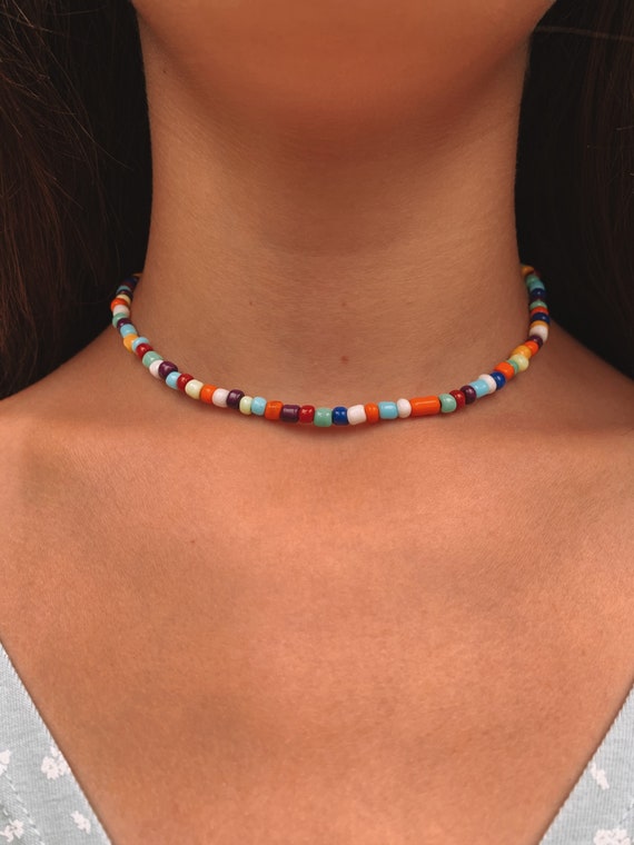 Bead Necklace Seed Bead Beach Jewelry Preppy Choker Etsy