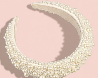 Pearl headband bridal, beads hair band, wedding hair jewellery
