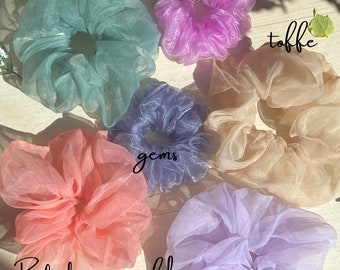 Organza flower xxl hair scrunchies for women, perfect hair ties / big scrunchie for hair