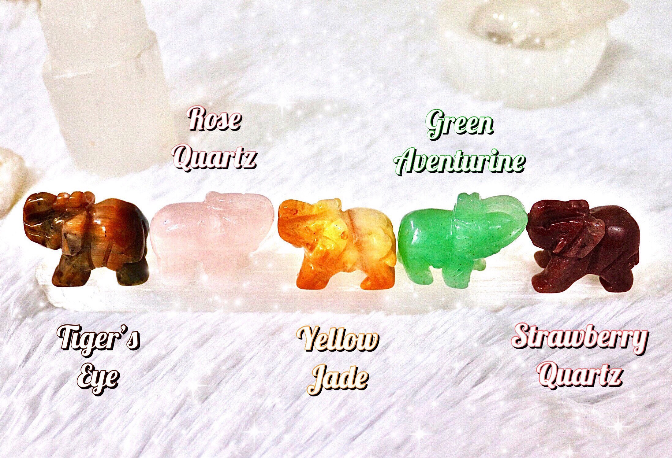 Crystal Elephants Crystal Set Natural Crystals Healing Etsy