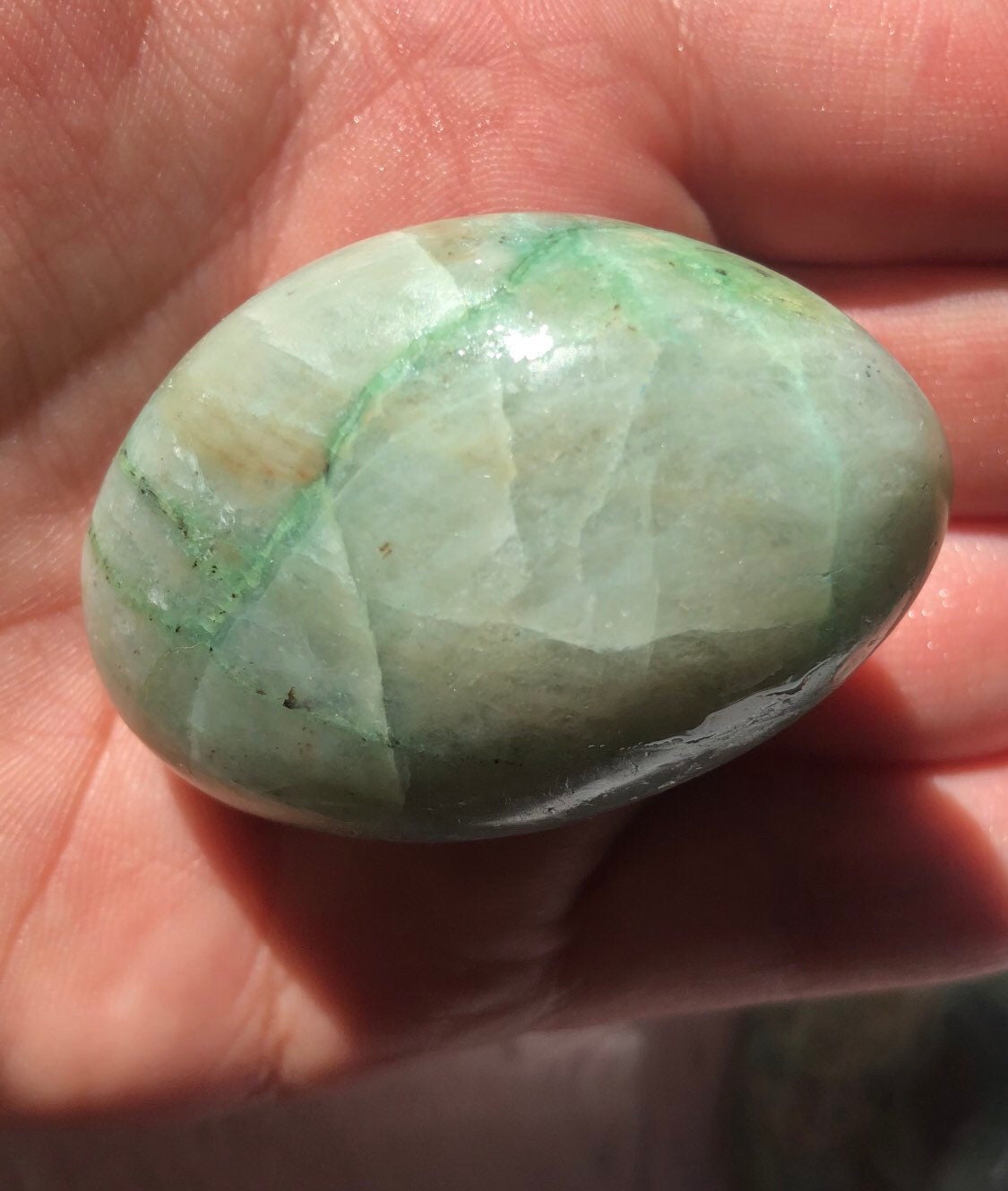 Green Moonstone Green Moonstone Palm Stone Polished Etsy
