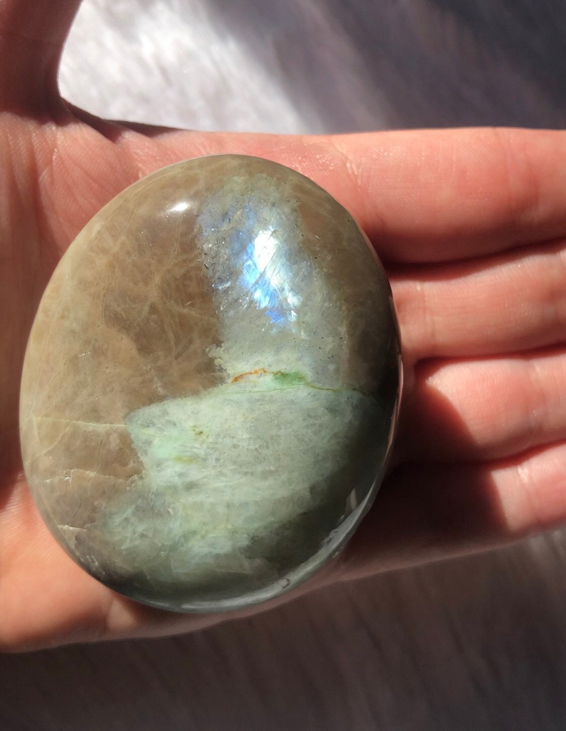 Green Moonstone Green Moonstone Palm Stone Polished Etsy