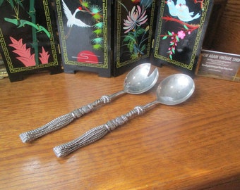 Salad Spoon and Fork Set Silver Plated