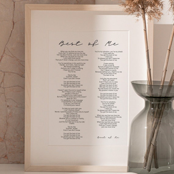 Best of Me BTS Poster Lyrics Song Lyrics Print (Instant Download) 