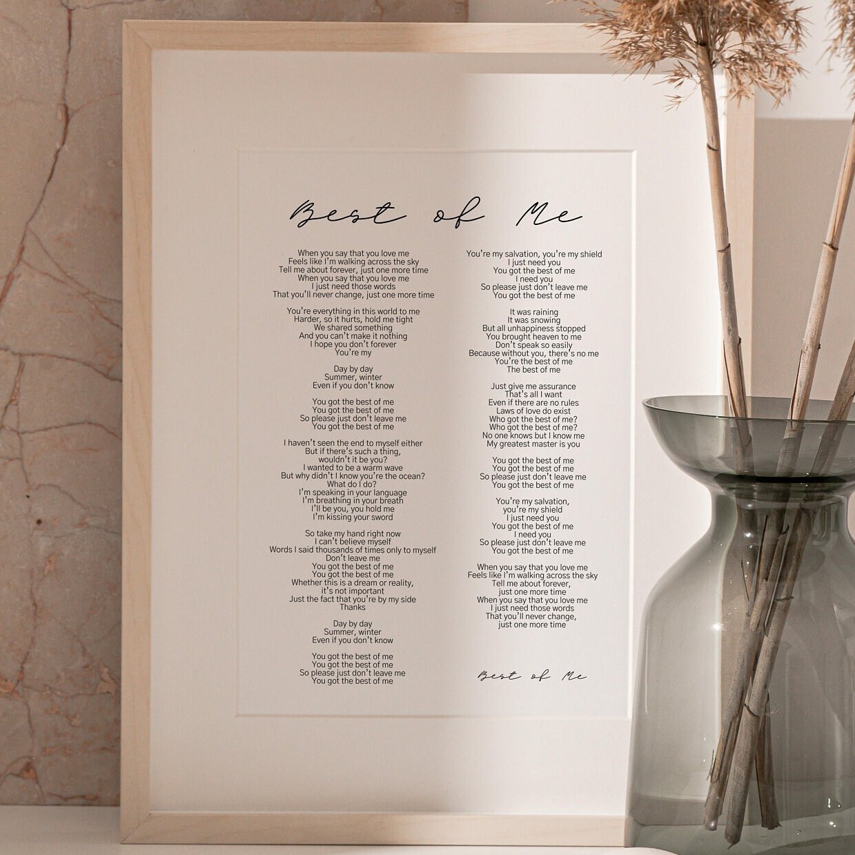 Best of Me, BTS Poster, Lyrics, Song Lyrics Print, Printable Kpop