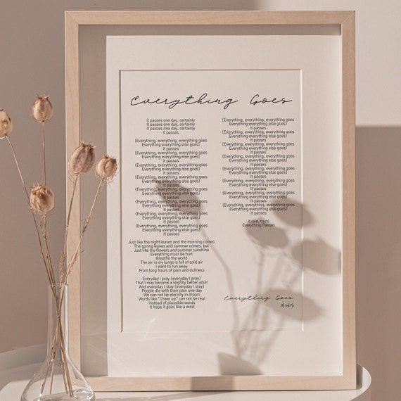 Everything Goes BTS Poster Lyrics Song Lyrics Print 