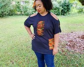 Ankara Peekaboo shoulder Tshirt