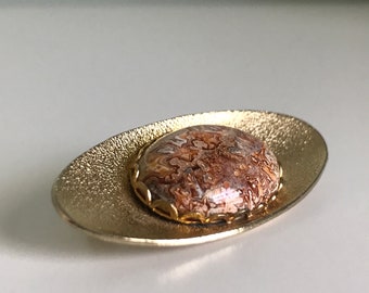 9273 Vintage 70/'s L.R.I Borrowdale stainless steel oval brooch pin retro mid-century modern