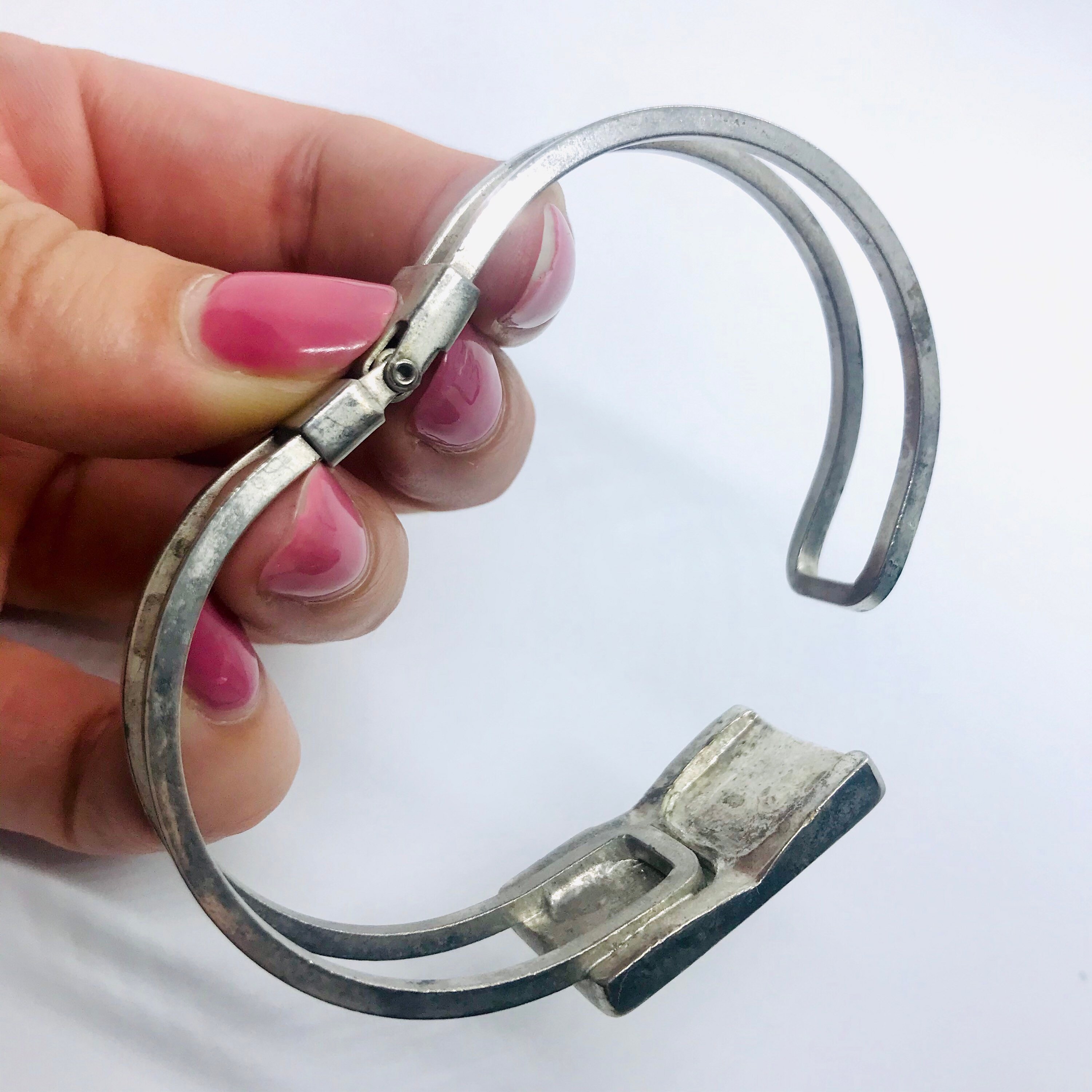 Mother of Pearl and Silver Tone Clamp Style Bracelet Vintage Etsy