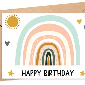 Happy Birthday Card | Digital Card | Printable Card | Rainbow Birthday Card | Cute Birthday Card