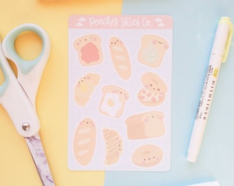 Cute Bread Bakery Sticker Sheet, Bread Stickers, Stickers for Journaling, Planners, and Decorating