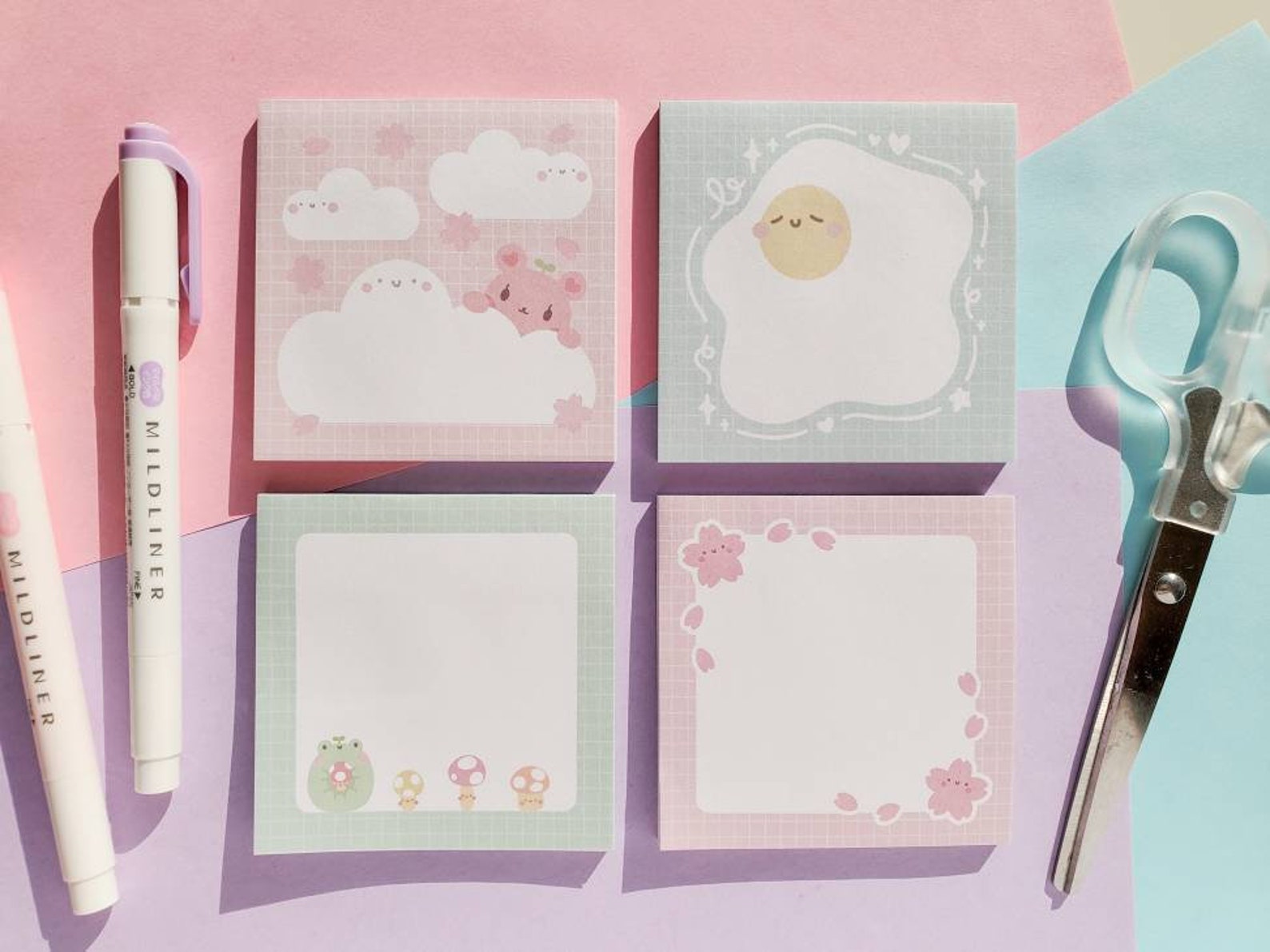 Cute Muted Pastel Aesthetic Sticky Notes 50 Sheet Sticky Etsy