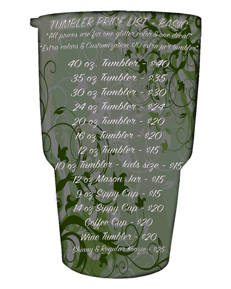 TUMBLER PRICE LIST Etsy