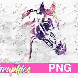 DIGITAL Galaxy Horse PNG, Watercolor Horse, Purple Horse Portrait for Waterslide or Print