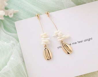 3 Paires De Boucles D'oreilles Femme Coquillage Et étoile De Mer - Alliage Doré, élégant, Pour Toutes Occasions