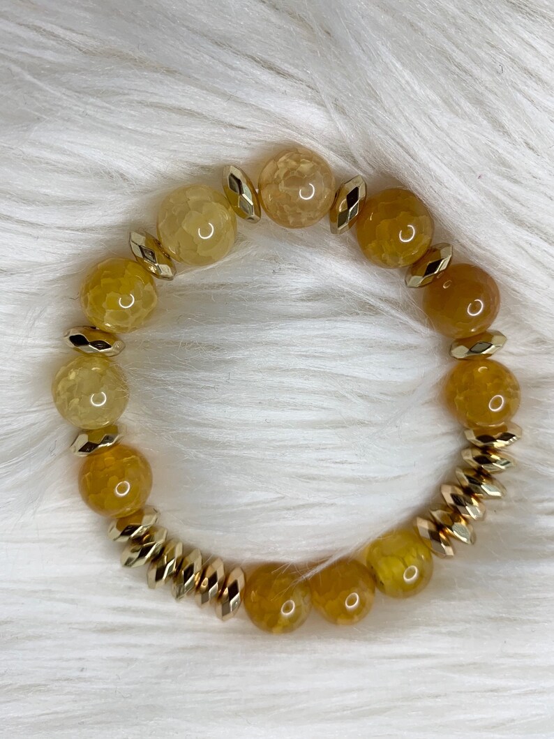Oshun Bracelet 7 African Powers Healing Crystalsyellow Agate Etsy