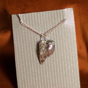 handmade paua/abelone shell chain link necklace, sterling silver 16" REVERSIBLE