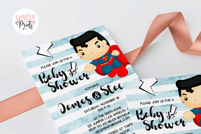 printable card baby shower superman shower printable party baby shower Marvel superhero baby shower invititation supplies shower prints