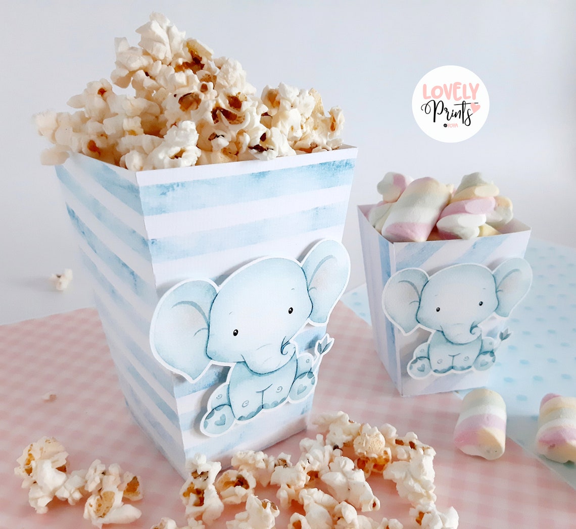 Elephant box popcorn printable DIY candy party favor box Etsy