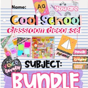 Cool School Classroom Decor/ 90s YTK Theme/ Retro Classroom/ School Supply Theme BUNDLE