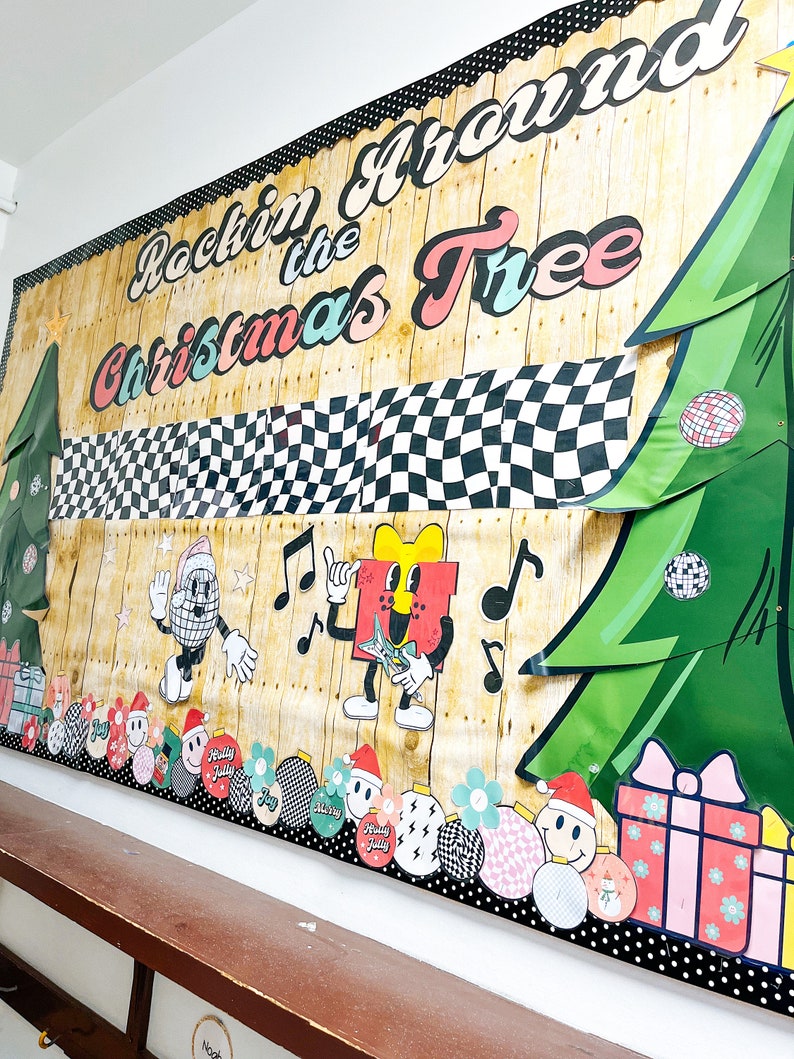 December Retro Bulletin Board Set | Rockin Around the Christmas Tree - Etsy