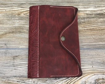 Custom Red Leather BIBLE Cover PERSONALIZED, Leather Journal Covers, Leather Planner Covers, Handmade in USA