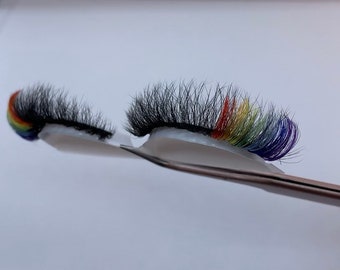 Rainbow Eyelashes | Pride Month Accessory |Colorful Lashes | Makeup Accessories | Makeup | Personalized Accessories