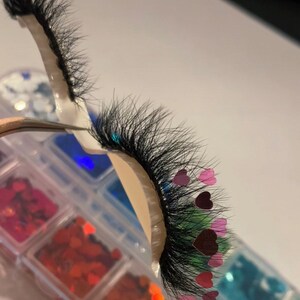 Colorful Heart Eyelashes | Custom Lashes | Makeup | Volume | Personalized Accessories | Charms | Decals