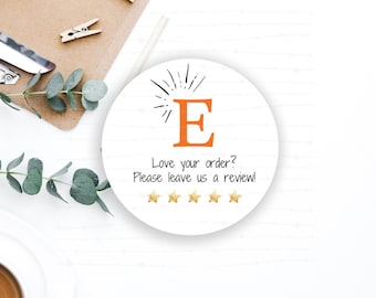 Etsy Review Sticker, Package Sticker, Business Sticker, Leave A Review Sticker, Etsy Seller, Etsy Review, Thank You Sticker, Shop Supplies