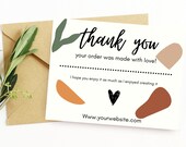 Thank You Card, Thank You Template, Printable Thank You Card, Handmade With Love Template, Editable Template, Boho Template, Abstract