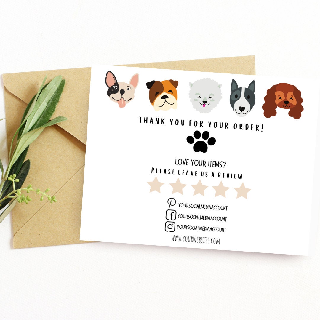 Dog Thank You Card, Dog Business, Dog Shop Supplies, Thank You Card