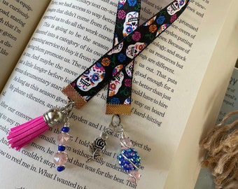 Rose Skull Bookmark,Handmade Bookmark,Halloween Bookmark