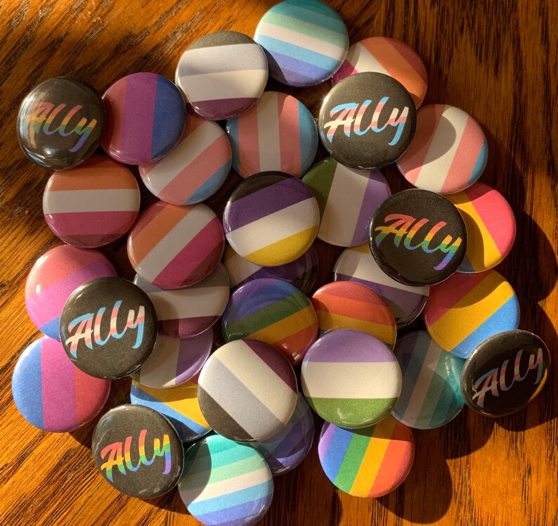 LGBTQ Pride Flag 1 Inch Pins 2 Type Ally Pins Pinback Etsy