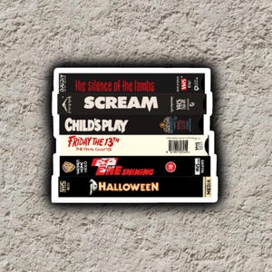 Scary VHS Movie Stack Laptop Decal Sticker