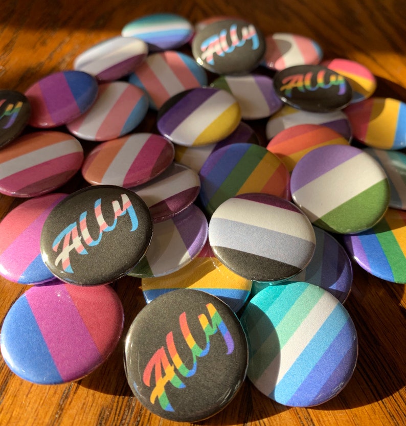 LGBTQ Pride Flag 1 Inch Pins 2 Type Ally Pins Pinback Etsy