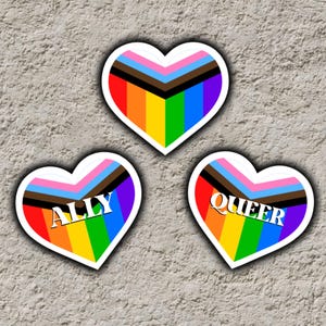 Queer, Ally, Rainbow Heart Sticker | Laptop Sticker Decal