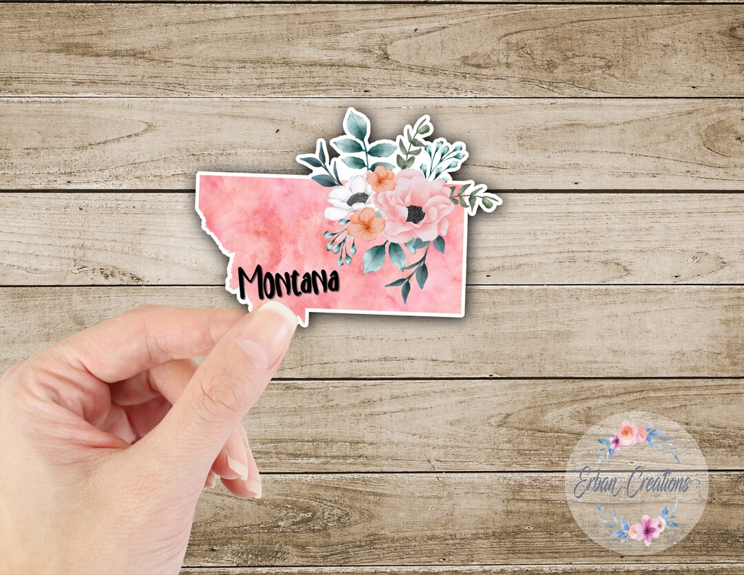 Mon State Sticker Floral Montana State Sticker: Waterproof Matte Decal - Etsy