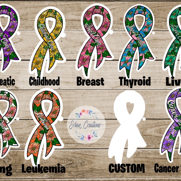 Cancer Ribbon Sticker, Cancer Support Decal Glossy Sticker, Support Sticker, Waterproof