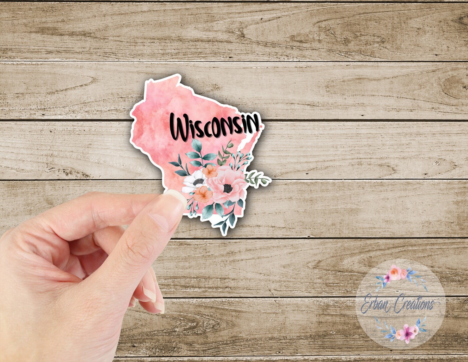 Wisconsin State Sticker: Floral Matte Vinyl Decal - Etsy