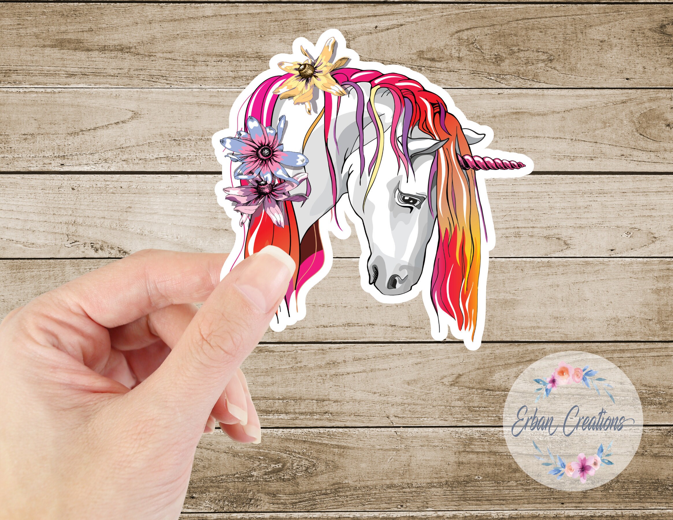 Colorful Unicorn Vinyl Sticker Unicorn Decal Matte Sticker Etsy