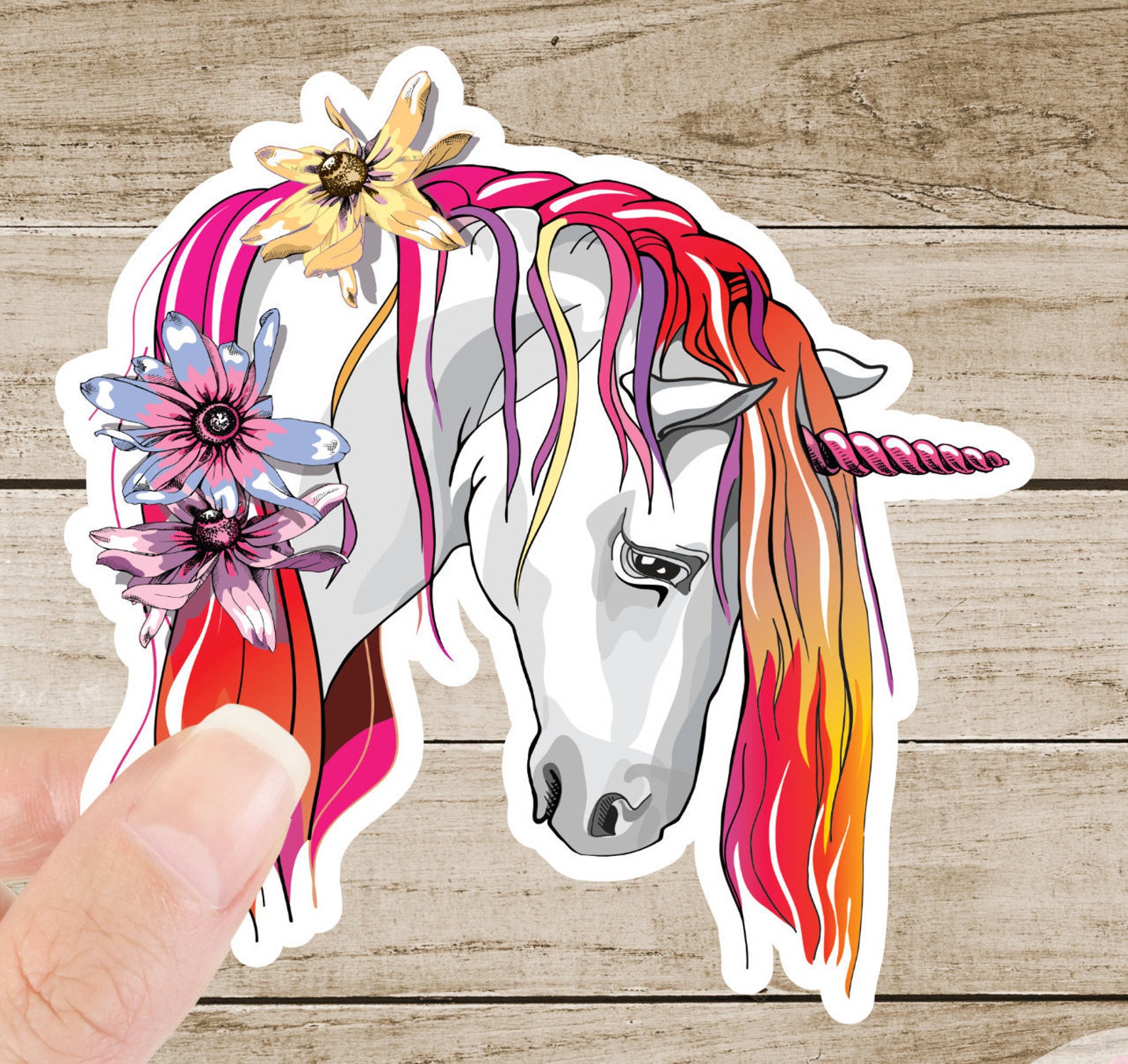 Colorful Unicorn Vinyl Sticker Unicorn Decal Matte Sticker Etsy