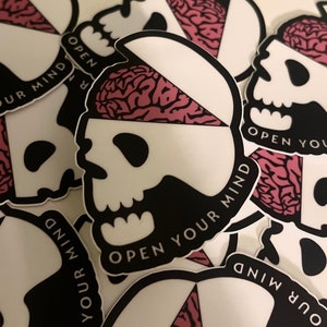 Open Your Mind Skull Sticker