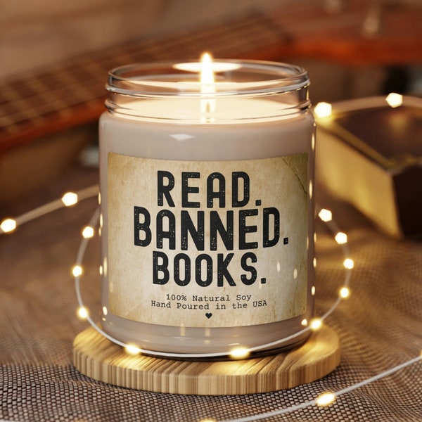Read Banned Books Candle, Book Lover Gift idea for women, Banned Book Club Gifts, Gift for reader, Book lover gifts for mom, Bookworm candle