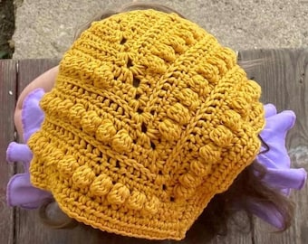 Crochet Bandana Pattern PDF, Textured Bobble Stitch Hair Kerchief, Retro Boho Headwrap, Triangular Head Scarf
