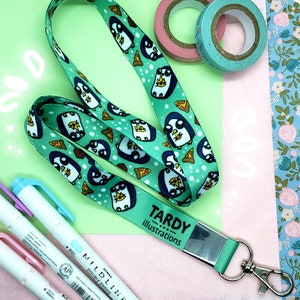 kawaii penguin or cactus lanyards cute adorable lanyards pizza penguin or kawaii cactus you choose perfect for keys or nametags