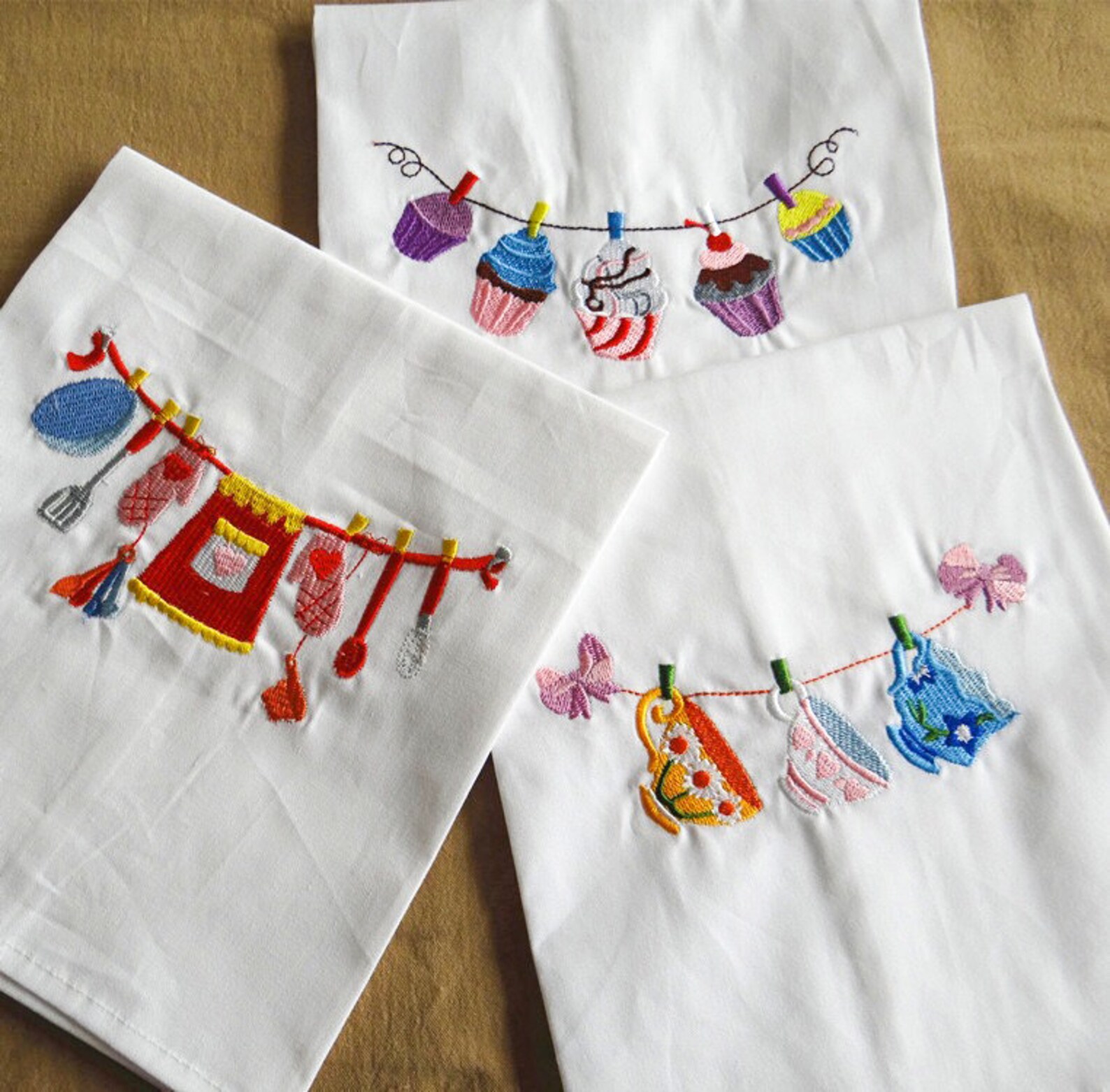 Embroidery Tea Towel Cotton Tea Towels Machine Embroidery Etsy