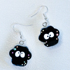 Soot sprite dangle earring clay jewelry studio Ghibli earring spirited away jewelry handmade hand painted cute earrings elegant gift for her