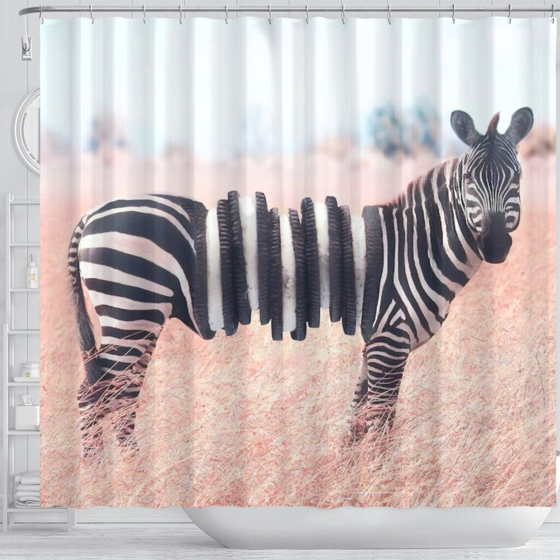 Zebra Curtain Personalized Shower Curtain Bathroom Decor Etsy