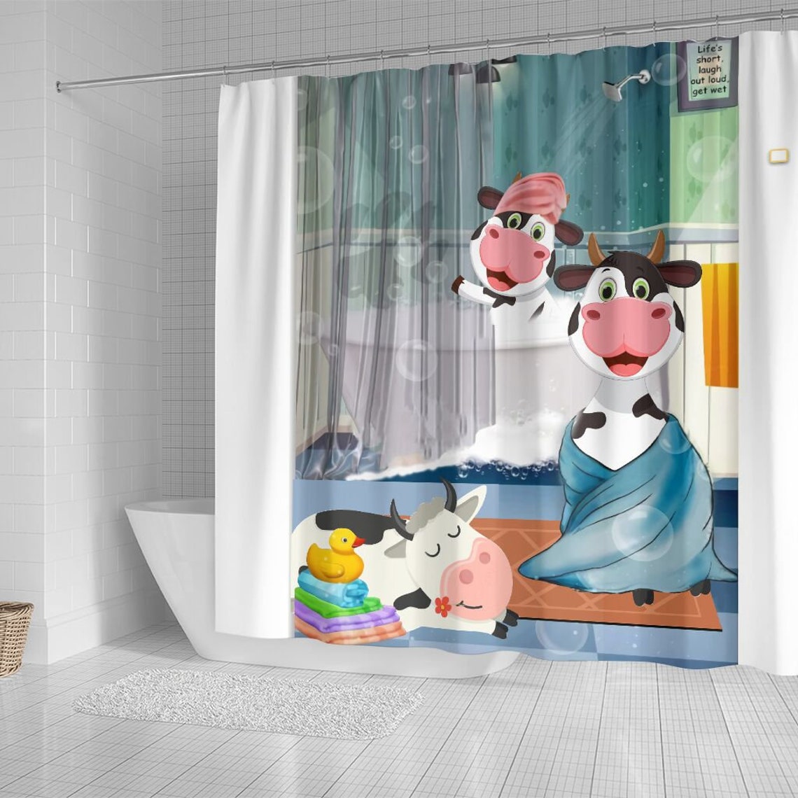 Cow Funny Shower Curtain Personalized Shower Curtain Etsy